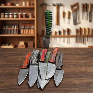 Cuchillo de Supervivencia para Camping con Hoja Fija de Acero Damasco Forjado de 23 cm, Mango de Madera Pakka Azul - Garantía de 3 Años - Product Image 2