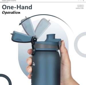 Bouteille d'eau en plastique avec logo personnalisé et graduations pour la salle de sport, la remise en forme et les aventures en plein air - Product Image 3