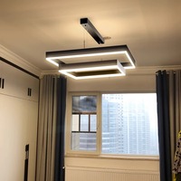 Lustre carré noir à LED moderne, luminaire suspendu géométrique contemporain pour salle à manger, îlot de cuisine, restaurant