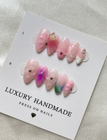 Lot de 10 faux ongles longs en PMMA, motif fleur 3D, peints à la main, design personnalisé de luxe, pour salon de manucure