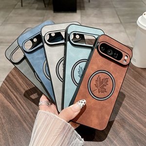 Coques de téléphone antichoc magnétiques de luxe en cuir rétro motif feuille d'érable pour Google <span class=keywords><strong>Pixel</strong></span> <span class=keywords><strong>7</strong></span> 8A 9 <span class=keywords><strong>Pro</strong></span> XL – Offre Spéciale - Product Image 1