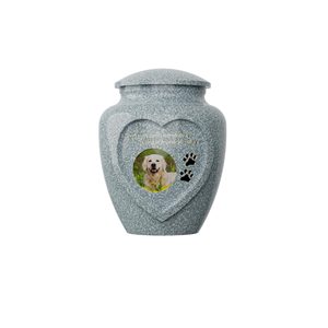 Zarif Reçine Hayvan Urnası - Sevgili Evcil Hayvanlarınız için Kaya Tarzı Fotoğraf Kakma ve Lazer Gravür - Product Image 1