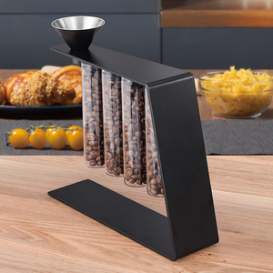 Rak Penyimpanan Tabung Uji Biji Kopi Grosir, Rak <span class=keywords><strong>Display</strong></span> Sampel Kopi Logam Hitam dengan Botol Kaca dan Corong - Product Image 4