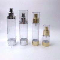 Nouvelle bouteille de luxe en verre argenté 15g/30g/50g rechargeable, sans air, avec pompe, pour emballage cosmétique de sérum et lotion, personnalisable avec logo en soie TH