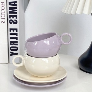 <b>Egg</b> Shape <b>Ceramic</b> Coffee Mug for Home Breakfast Cup With Handle Office Tea Cup and Saucer Set - Product Image 3