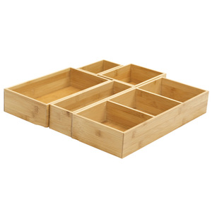 Bamboo grid <b>storage</b> <b>box</b> desktop miscellaneous <b>storage</b> <b>drawer</b> organization five-piece <b>drawer</b>-style <b>storage</b> <b>box</b> set - Product Image 1
