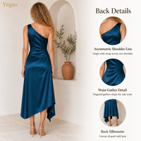 Robes Yegao pour femmes, élégante robe longue en satin à épaule unique, froncée, moulante, pour soirée, club, vente en gros, sur mesure, MOQ 30