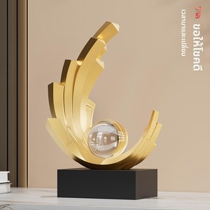 Feng Shui <b>Gold</b> Sculpture with Crystal Ball Luxury <b>Decorative</b> Statue for <b>Living</b> <b>Room</b> Office Entryway - Product Image 4