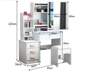 Mesa de Maquillaje Multifuncional Moderna para Dormitorio <span class=keywords><strong>Pequeño</strong></span>, con Panel y Escritorio Cosmético - Product Image 2