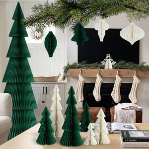 Lot de sapins de Noël en papier en gros, décorations 3D en nid d'abeille et ornements suspendus pour <span class=keywords><strong>les</strong></span> fêtes de fin d'année, vente au détail, logo personnalisé disponible - Product Image 1