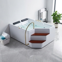 Baignoire de luxe moderne en acrylique blanc écologique pour une personne, avec massage à air, bain à remous et drain d'angle, idéale pour appartement, villa, hôtel