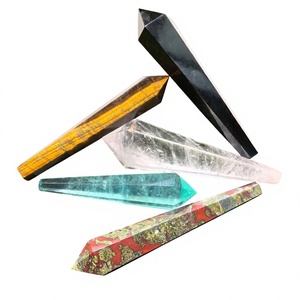 Polished <b>Crystal</b> Scepter <b>Wand</b> Hexagonal Pointed Multi Color Natural Stone Meditation Decor - Product Image 4