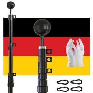 CYDISPLAY ألمانيا 9m 30 قدم ألومنيوم أعمدة علم سوداء للتشكيل في الأماكن الخارجية عدة أعمدة علم متينة للأماكن السكنية أعمدة علم قابلة للتمديد
