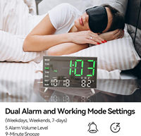Réveils sonores pour chambres à coucher, petite horloge numérique, réveil miroir LED avec ports USB, horloge de bureau pour enfants, double alarme