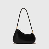 Sac à bandoulière en cuir PU pour femmes, sac à main Hobo en forme de croissant, fermeture à glissière, design asymétrique, mode décontractée pour dames
