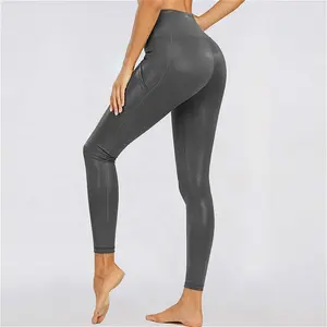 En İyi kalite parlak yoga pantolon egzersiz spor tayt karın kontrol kızların pantolon aktif giyim tozluk kadınlar için