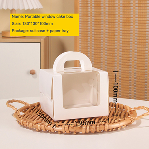 12x12 25 cm <span class=keywords><strong>V</strong></span> hình dạng Hạnh Phúc sinh nhật vuông Trắng Đỏ Hồng rõ ràng món quà sinh nhật dài vuông Bánh hộp <span class=keywords><strong>v</strong></span>ới khay - Product Image 4