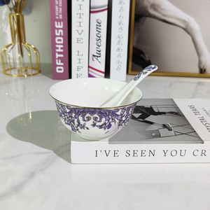 Ensemble de 6 bols à soupe et à riz en porcelaine fine écologique, série minimaliste, avec cuillères, coffret cadeau pour la maison - Product Image 3