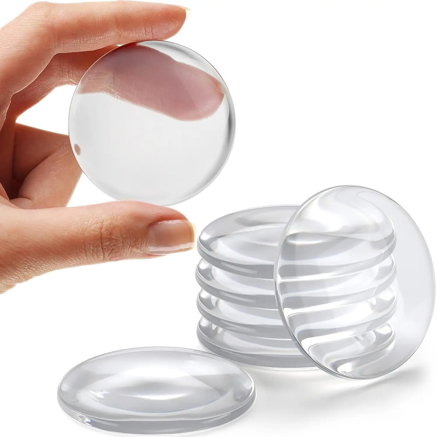 Strongest Wall Door Handle Stopper 2"Clear Rubber Knob Round Wall Protector Silencer Self Adhesive
