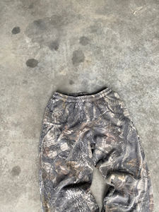 Celana kustom pinggang elastis antik Stonewash berkobar keringat celana Jalur pinggang lebar dtg cetak kotak cocok longgar kamuflase nyata celana olahraga - Product Image 2