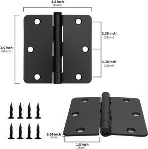 Bearing Door <strong>Hinges</strong> Heavy Duty Stainless Steel <strong>Hinges</strong> Radius Corner Smooth And Quiet Non Removable Pin Matte <strong>Black</strong> - Product Image 3