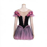 Robe de patinage et de danse pour enfants et adultes, noire, rose, violette, à épaules dénudées, tutu floral, dos croisé, pour compétition et spectacle de patinage sur glace