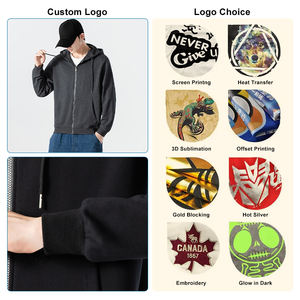 High Quality 100% Cotton Custom <b>Oversized</b> <b>Hoodie</b> <b>Men</b> Blank Unisex Winter Streetwear Full Zip Quick Dry Breathable Sweatshirts - Product Image 2