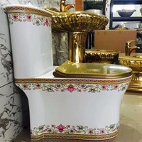 Toilette monobloc ultra-économe en eau Shangqi, couleur or, avec bouton de chasse d'eau à deux extrémités, objets décoratifs