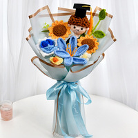 Fournisseur de fleurs au crochet, cadeau d'anniversaire, cadeau de remise de diplôme, bouquet de fleurs au crochet fait main créatif pour enfants