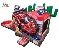 Château gonflable à thème automobile américain avec toboggan - Château gonflable à thème automobile pour enfants pour les fêtes en plein air