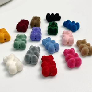12*18mm colorato peloso Mini floccaggio orso animale sfuse perline acriliche fai da te fatto a mano per la creazione di gioielli accessori orecchino - Product Image 3