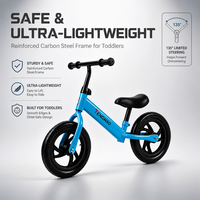 Vélo d'équilibre pour enfants en acier carbone bleu, léger, sûr, livraison rapide, petit MOQ, siège réglable de 10 pouces, pour les tout-petits de 2 à 6 ans