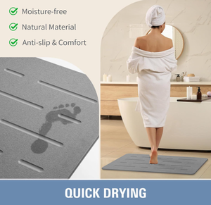 Tapis de cuisine en pierre de terre de diatomée Anti-Fatigue antidérapant imperméable à l'eau rapide Absorption d'eau séchage motif à carreaux conception solide - Product Image 4