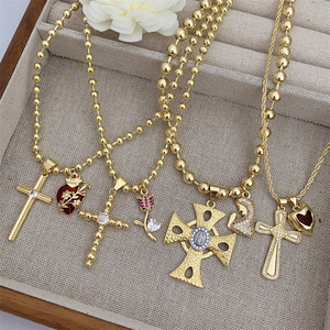Réglable hommes/femmes tenue quotidienne mode pendentif collier classique Simple diamant Zirconium croix <span class=keywords><strong>combinaison</strong></span> religieux - Product Image 2