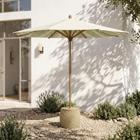 Parasol de jardin octogonal de luxe 3m avec structure en bois, grand parasol rétro haut de gamme pour restaurant et café