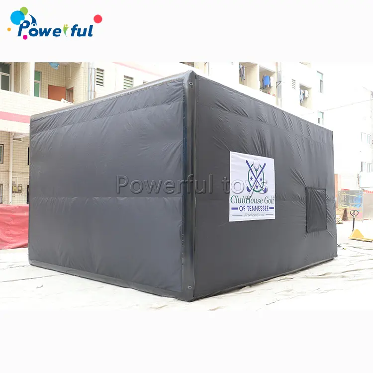 Inflatable golf simulator tent black pvc and oxford inflatable golf sim enclosure