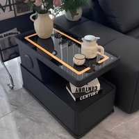 Mueble Auxiliar Inteligente para Apartamentos Pequeños - Mesa de Almacenamiento Moderna para Sala de Estar con Ruedas de Madera Maciza