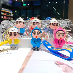 Karikatür sevimli mum boya shin-chan bebek anahtarlık 3D PVC plastik çocuk hediyeler araba anahtarlık çanta kolye