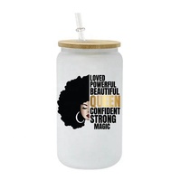 Autocollants de transfert étanches pour fille Afro, gobelets UV DTF, cup, décalcomanies personnalisées, 4 pouces, mois de l'histoire des Noirs, transfert UV DTF