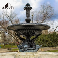 Fontaine d'eau en bronze de style occidental QUYANG, grande statue d'enfant antique, décoration de paysages de jardin d'hôtel de luxe en plein air