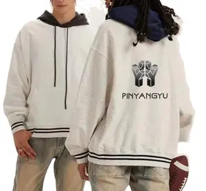 Autumn and winter new American trendy brand campus style loose casual couple contrast hooded sweatshirt man