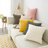 Coussins décoratifs géométriques en tissu jacquard moderne et simple, super doux, à carreaux, pour le salon