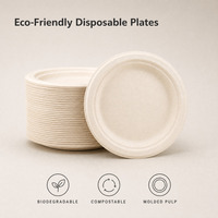 Assiettes jetables en bagasse biodégradables pour buffets, fêtes, restaurants, plats à emporter, couleur naturelle, taille personnalisée, 100 % compostables, 8,8 pouces