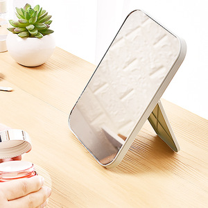 Desktop Makeup <b>Mirror</b> Square <b>Plastic</b> Frame Silver Lens Foldable Portable One Way <b>Mirror</b> For Vanity Use - Product Image 4