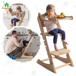 Plywood Learning Tower Kids Kitchen Helper With Adjustable Height Step Stool Tour D'apprentissage Pliable