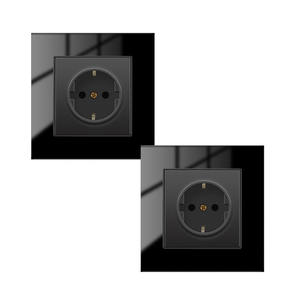 Painel de vidro temperado preto de alta qualidade, padrão da UE, classe 86, tipo alemão, interruptor elétrico de parede - Product Image 1