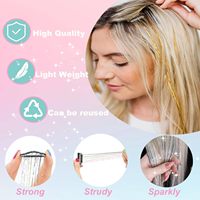 12 extensions cheveux à clipser 24 pouces à paillettes colorées Kit d'accessoires pour cheveux de fée pour femmes filles enfants