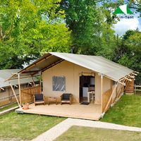 Nouvelle maison de luxe en bois massif moderne 2023, structure en bois imperméable, tente de safari pour station balnéaire estivale