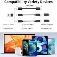 CÂBLE USB multifonctionnel Gaine en PVC Tresse Batterie externe Ordinateur Montre intelligente Chargeur Miroir caché Boîte de rangement pour téléphone portable