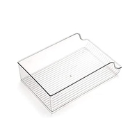 Lot de 4 bacs de rangement carrés transparents pour réfrigérateur, distributeur de bouteilles d'eau en plastique, support pour canettes de soda et boissons